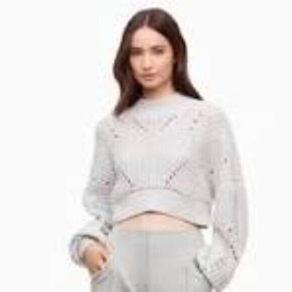 Aritzia Wilfred Goulaine Cropped Merino Wool Knit Sweater L - Picture 1 of 10